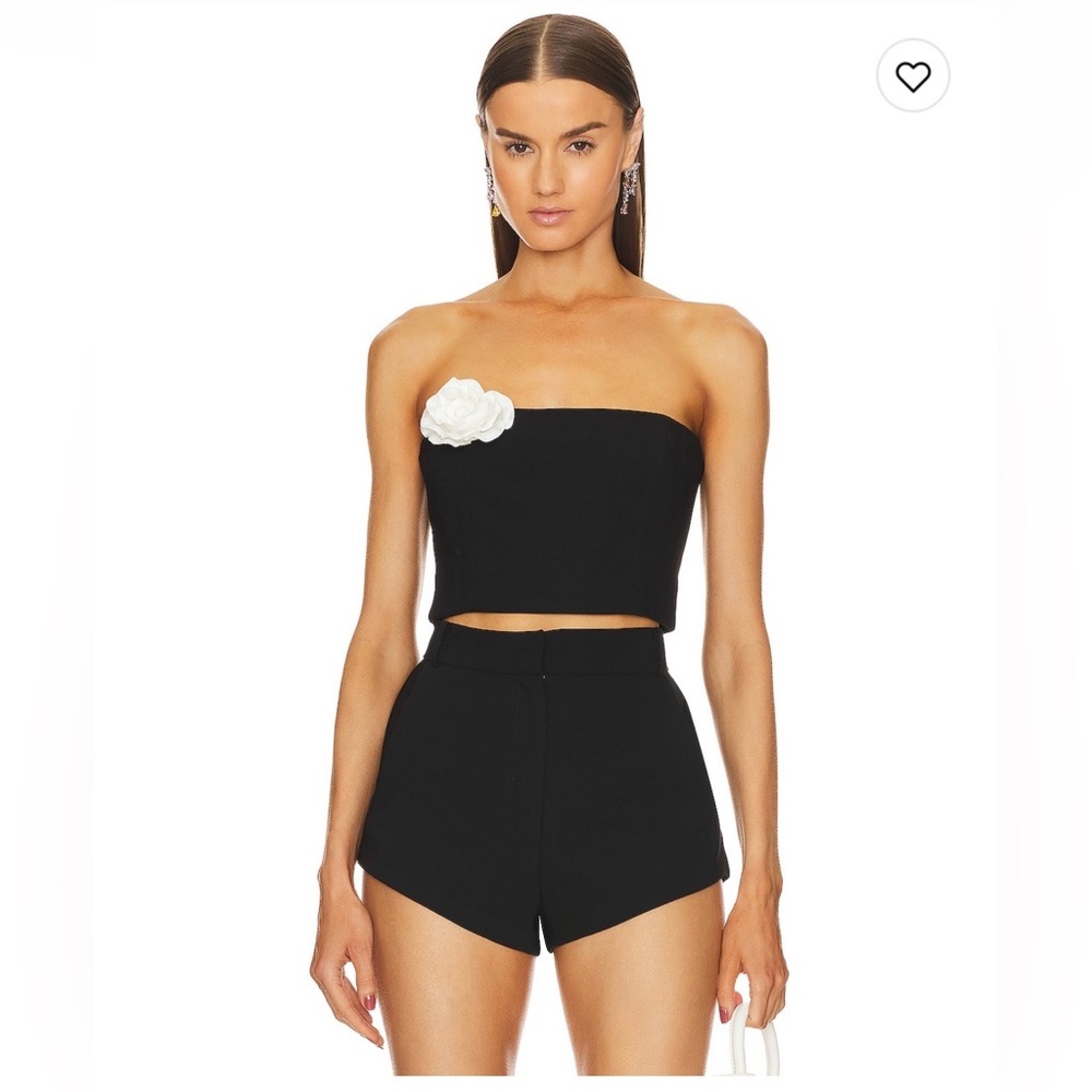 X Revolve Mandy Rose Top in Black & Ivory Rose